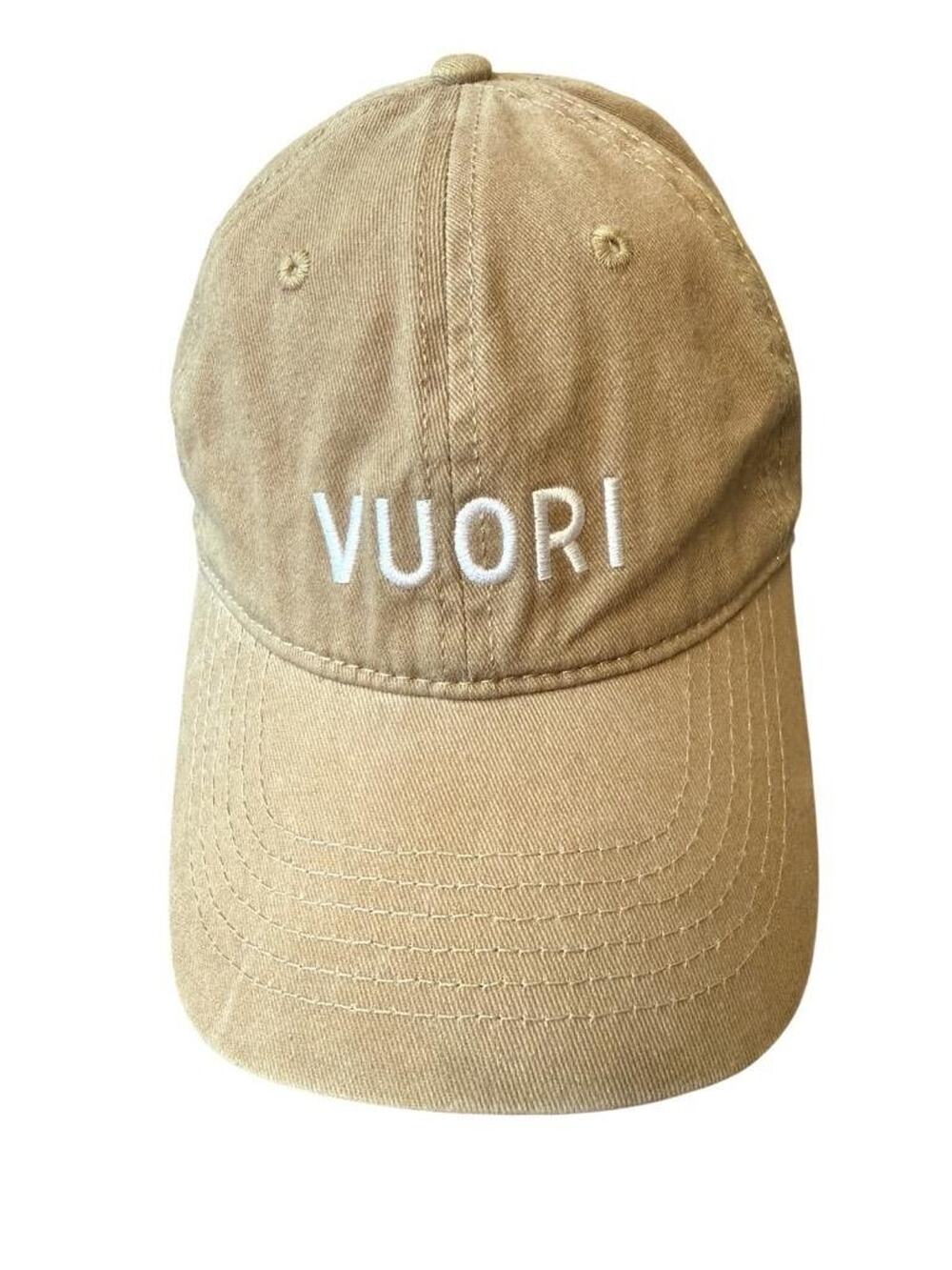 Vuori Logo Baseball Hat Backstrap Cotton Camel